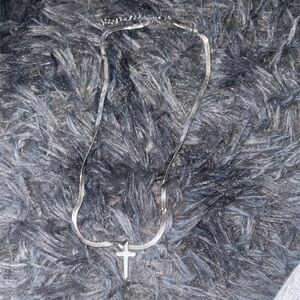 Silver-Tone Chain Cross Pendant Necklace - Men’s Jewelry